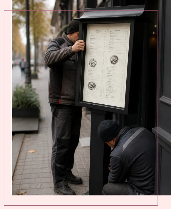 Изготовление и монтаж уличных меню бордов под ключ в Феодосии